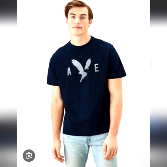 NWT! American Eagle,  Logo Graphic T-Shirt, Navy, Size Large -NEW! - Picture 1 of 6